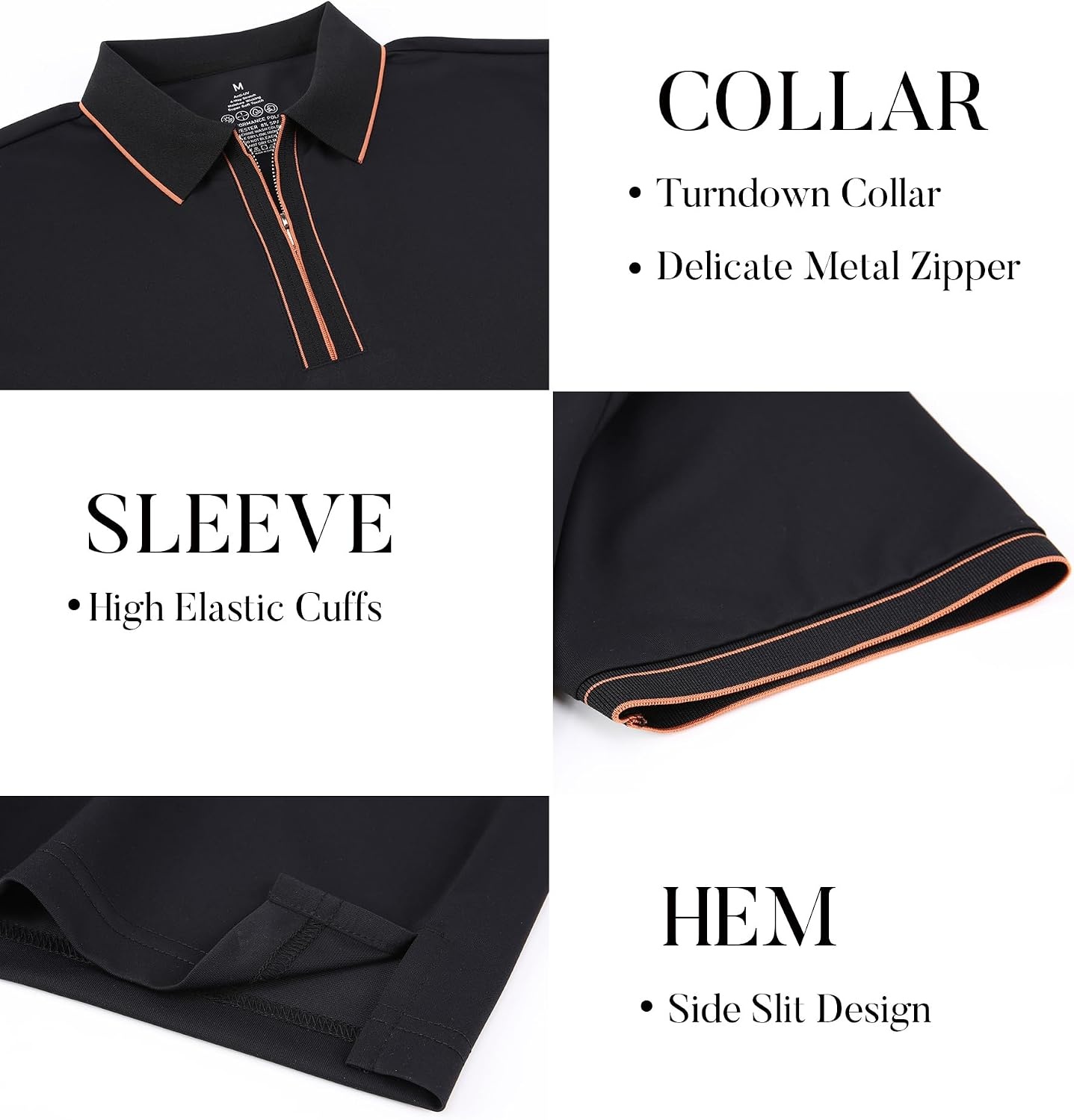 image:imageSAMERM Mens Golf Shirts Dry Fit Performance Sport Polo Shirts for MenBlack Polo Shirt