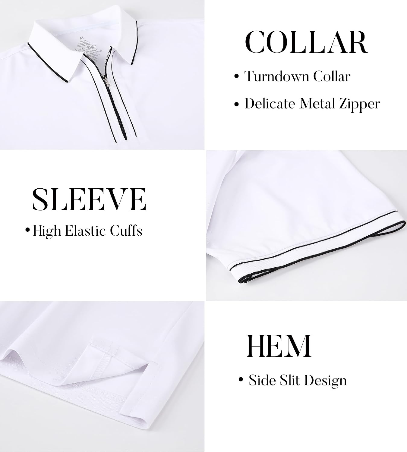 image:imageSAMERM Mens Golf Shirts Dry Fit Performance Sport Polo Shirts for MenWhite Polo Shirt