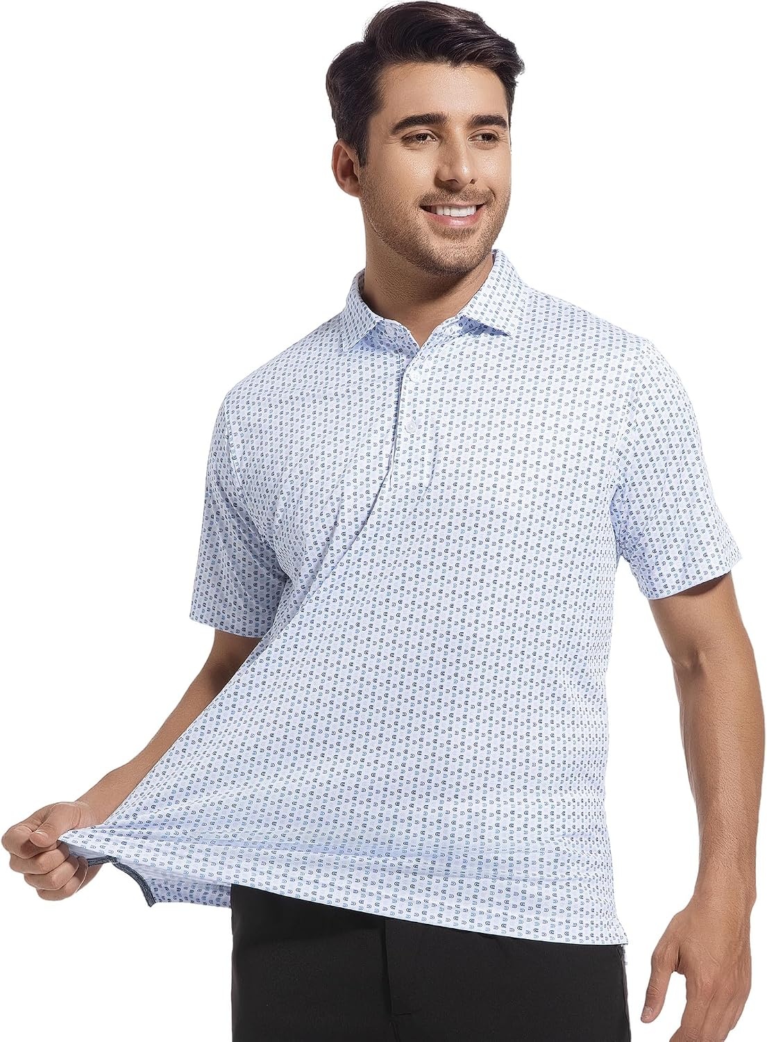 image:imageSAMERM Mens Golf Shirts Dry Fit Performance Sport Polo Shirts for MenWhite U Golf Shirt