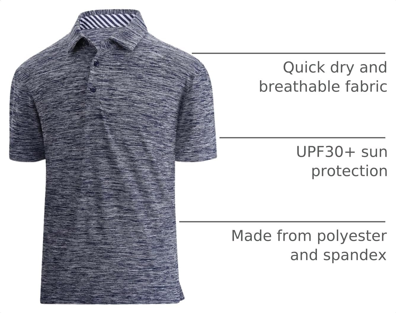 image:imageSAMERM Golf Shirts for Men Super Stretch Jacquard Dry Fit Golf Polo Moisture Wicking Short Sleeve Polo Shirts for MenNavy Golf Polo