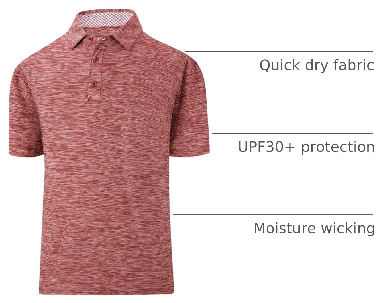 image:imageSAMERM Golf Shirts for Men Super Stretch Jacquard Dry Fit Golf Polo Moisture Wicking Short Sleeve Polo Shirts for MenRed