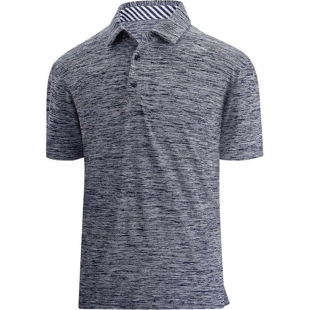 image:imageSAMERM Golf Shirts for Men Super Stretch Jacquard Dry Fit Golf Polo Moisture Wicking Short Sleeve Polo Shirts for MenNavy Golf Polo