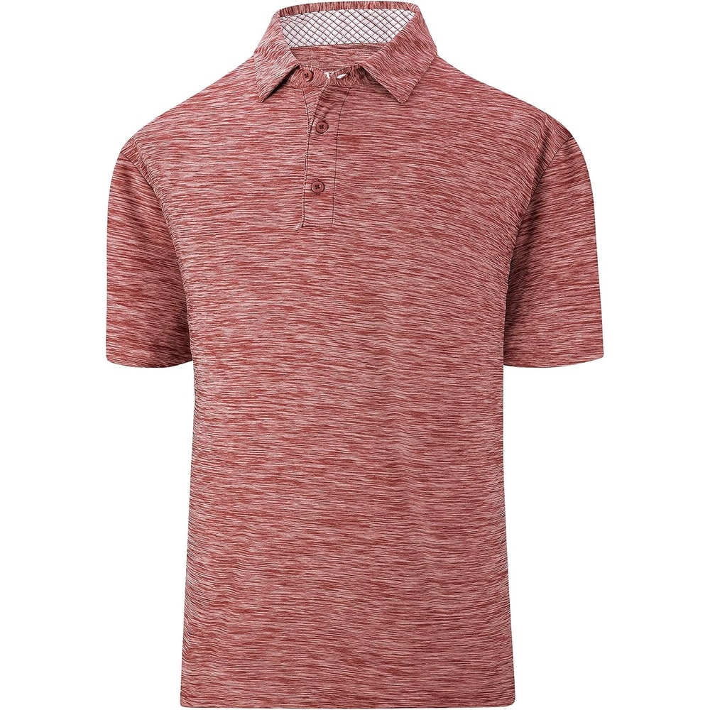 image:imageSAMERM Golf Shirts for Men Super Stretch Jacquard Dry Fit Golf Polo Moisture Wicking Short Sleeve Polo Shirts for MenRed