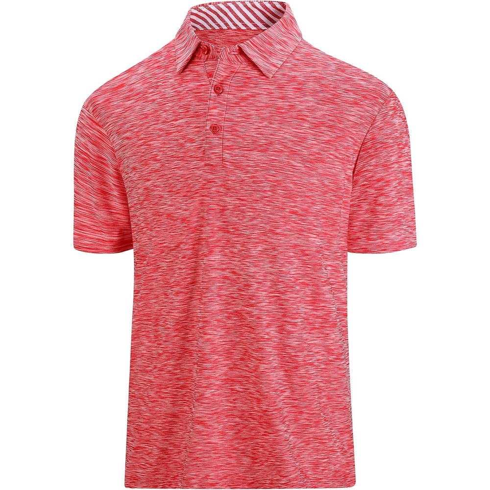 image:imageSAMERM Golf Shirts for Men Super Stretch Jacquard Dry Fit Golf Polo Moisture Wicking Short Sleeve Polo Shirts for MenRed01