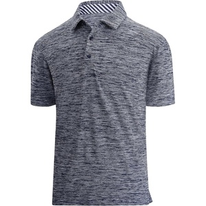 SAMERM Golf Shirts for Men Super Stretch Jacquard Dry Fit Golf Polo Moisture Wicking Short Sleeve Polo Shirts for Men(Navy Golf Polo)