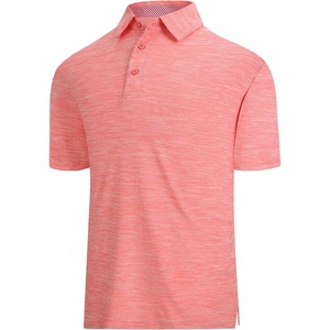 SAMERM Golf Shirts for Men Super Stretch Jacquard Dry Fit Golf Polo Moisture Wicking Short Sleeve Polo Shirts for Men(Pink Solid Polo Shirt)