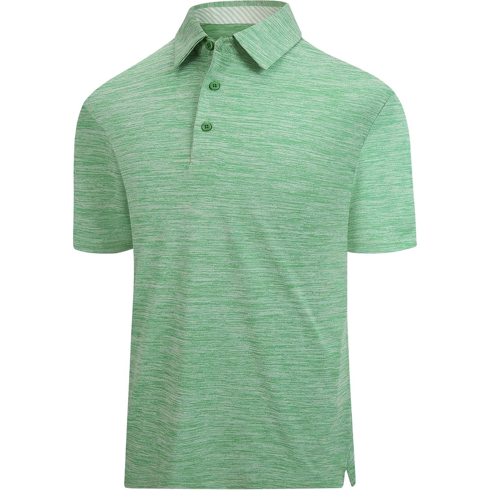 image:imageSAMERM Mens Long Sleeve Polo Shirts Moisture Wicking Golf Shirts SoftGreen Solid Polo Shirt